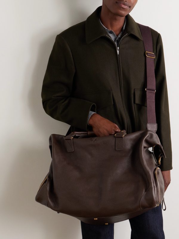 Logo-Debossed Full-Grain Leather Weekend Bag - E2