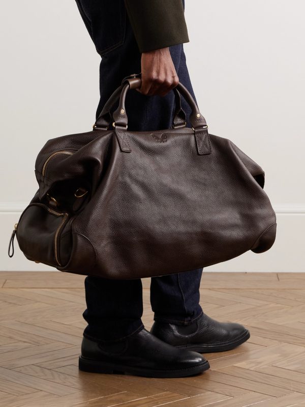 Logo-Debossed Full-Grain Leather Weekend Bag - OU