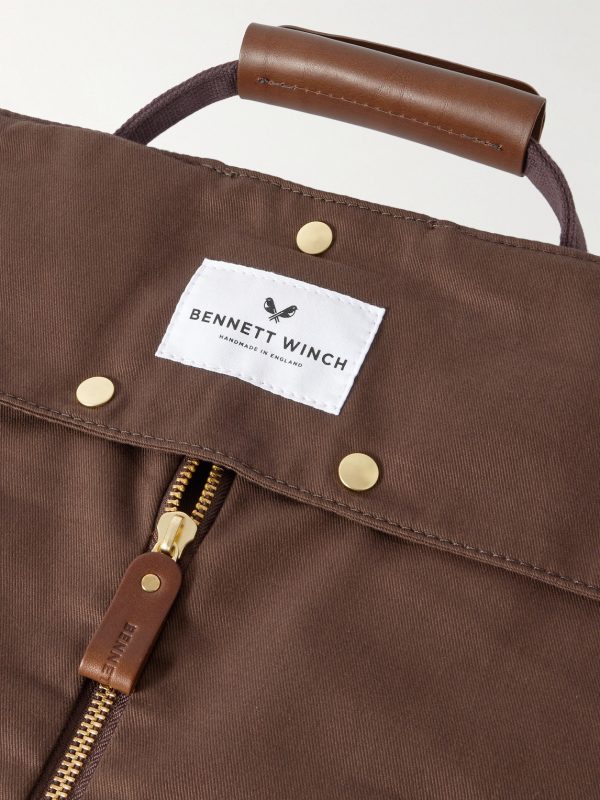 Logo-Embroidered Leather-Trimmed Cotton-Twill Suit Carrier and Holdall - E2 Logo-Embroidered Leather-Trimmed Cotton-Twill Suit Carrier and Holdall - E2