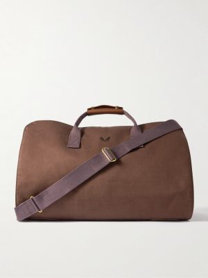 Logo-Embroidered Leather-Trimmed Cotton-Twill Suit Carrier and Holdall