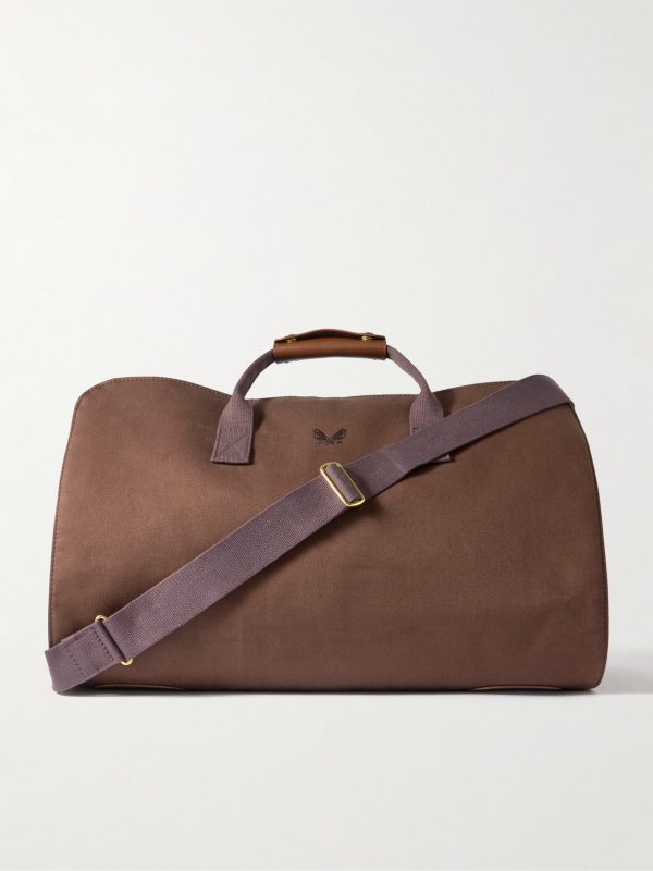 Logo-Embroidered Leather-Trimmed Cotton-Twill Suit Carrier and Holdall Logo-Embroidered Leather-Trimmed Cotton-Twill Suit Carrier and Holdall