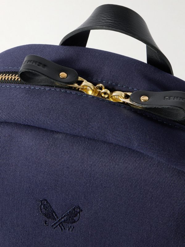 Logo-Embroidered Leather-Trimmed Cotton-Canvas Backpack - CU