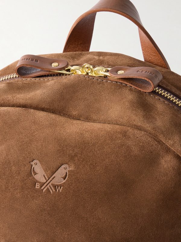 Leather-Trimmed Suede Backpack - CU