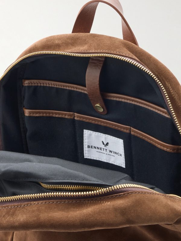 Leather-Trimmed Suede Backpack - E1