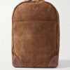 Leather-Trimmed Suede Backpack
