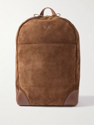 Leather-Trimmed Suede Backpack Leather-Trimmed Suede Backpack