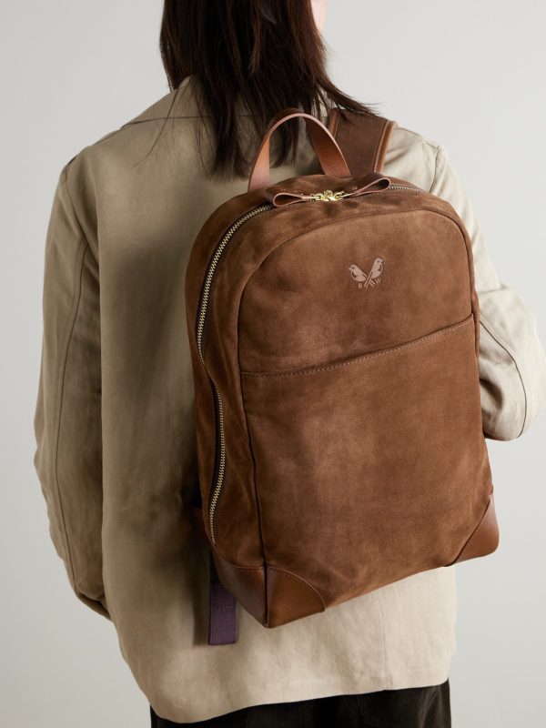 Leather-Trimmed Suede Backpack - OU