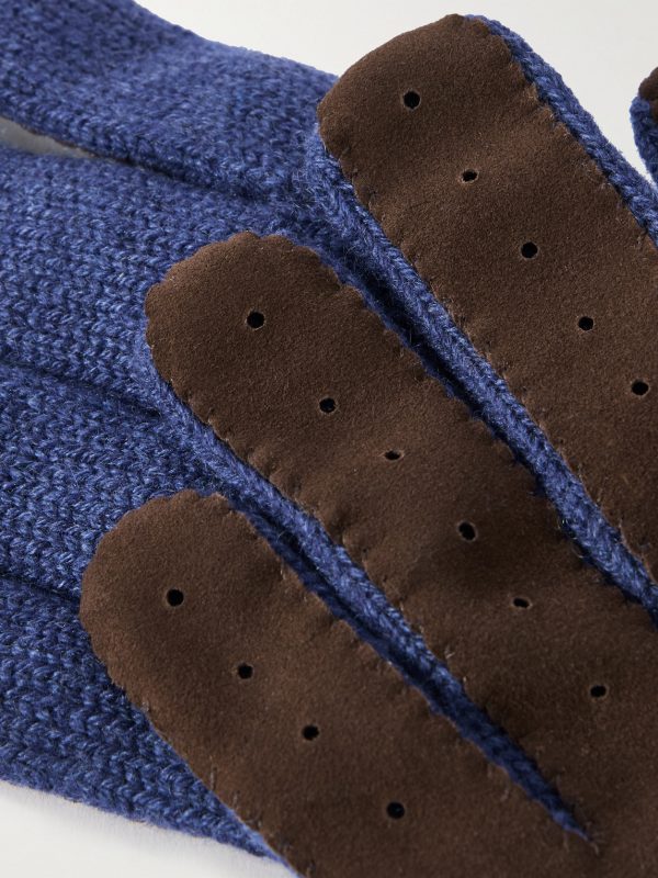 Cashmere and Perforated Suede Gloves - CU Cashmere and Perforated Suede Gloves - CU