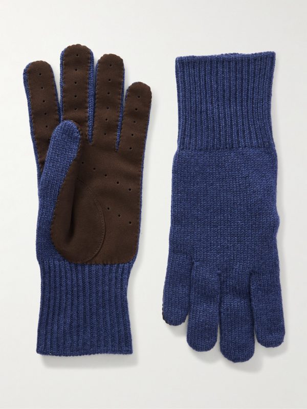 Cashmere and Perforated Suede Gloves Cashmere and Perforated Suede Gloves