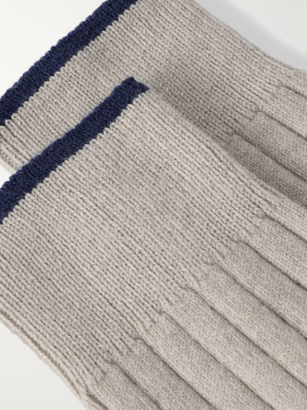 Ribbed Virgin Wool-Blend Socks - CU Ribbed Virgin Wool-Blend Socks - CU