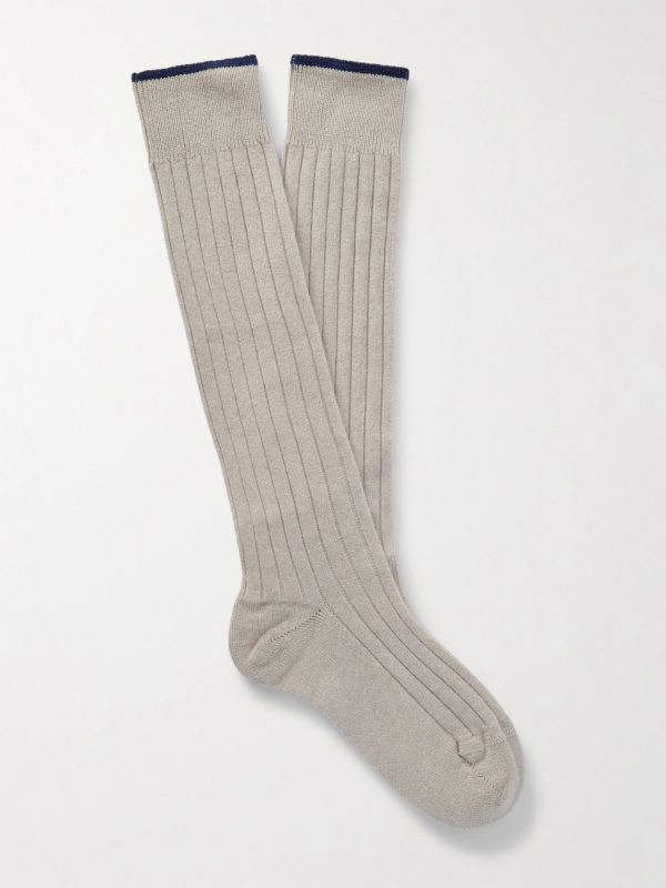 Ribbed Virgin Wool-Blend Socks Ribbed Virgin Wool-Blend Socks