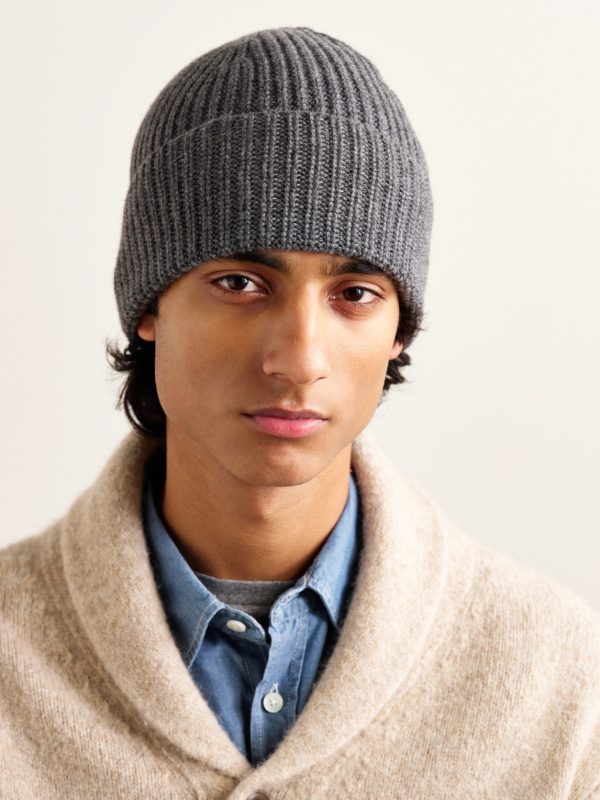 Ribbed Cashmere Beanie - OU Ribbed Cashmere Beanie - OU