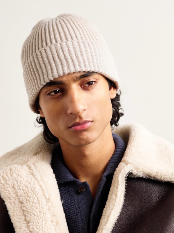 Ribbed Cashmere Beanie - OU Ribbed Cashmere Beanie - OU