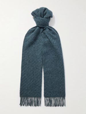 Lofty Fringed Cashmere-Herringbone Scarf Lofty Fringed Cashmere-Herringbone Scarf