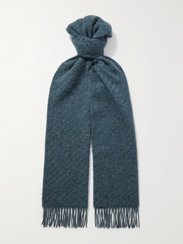 Lofty Fringed Cashmere-Herringbone Scarf Lofty Fringed Cashmere-Herringbone Scarf