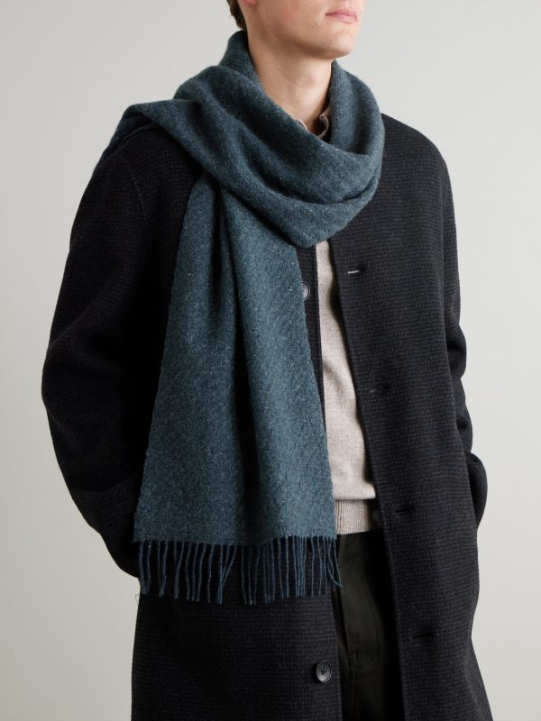 Lofty Fringed Cashmere-Herringbone Scarf - OU Lofty Fringed Cashmere-Herringbone Scarf - OU