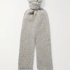 Lofty Fringed Cashmere-Herringbone Scarf