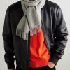 Lofty Fringed Cashmere-Herringbone Scarf - OU