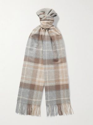 Fringed Checked Cashmere Scarf Fringed Checked Cashmere Scarf