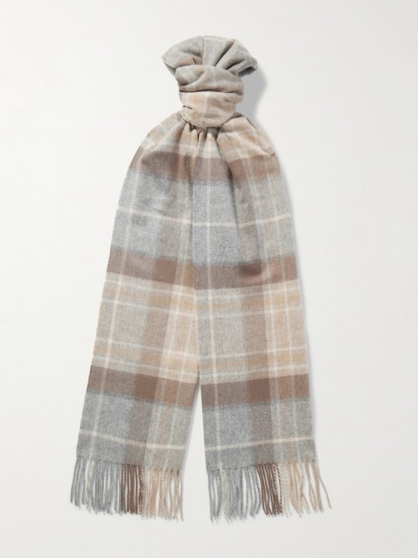 Fringed Checked Cashmere Scarf
