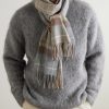 Fringed Checked Cashmere Scarf - OU
