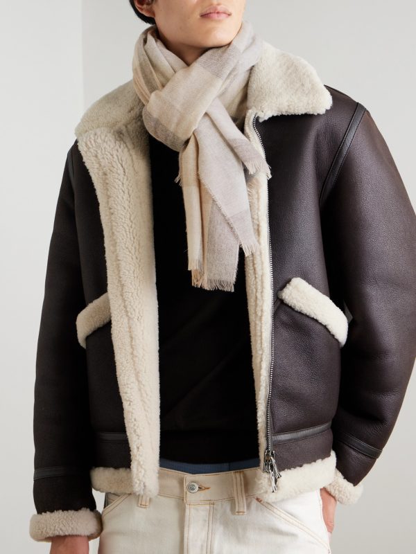 Frayed Checked Cashmere Scarf - OU