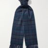 Reversible Fringed Checked and Herringbone Cashmere Scarf Reversible Fringed Checked and Herringbone Cashmere Scarf