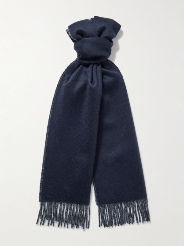Reversible Fringed Cashmere Scarf