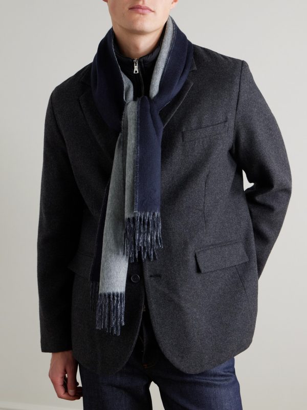 Reversible Fringed Cashmere Scarf - OU
