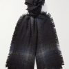 Frayed Checked Cashmere and Silk-Blend Bouclé Scarf Frayed Checked Cashmere and Silk-Blend Bouclé Scarf