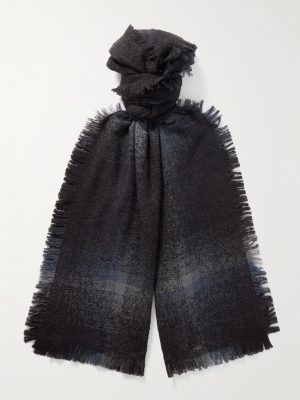 Frayed Checked Cashmere and Silk-Blend Bouclé Scarf Frayed Checked Cashmere and Silk-Blend Bouclé Scarf