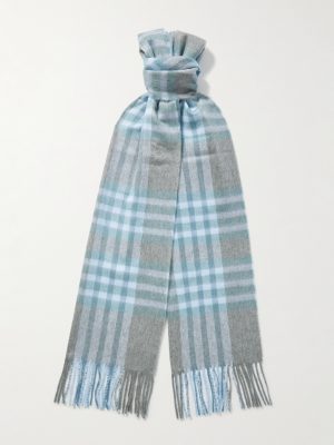 Fringed Checked Cashmere Scarf Fringed Checked Cashmere Scarf
