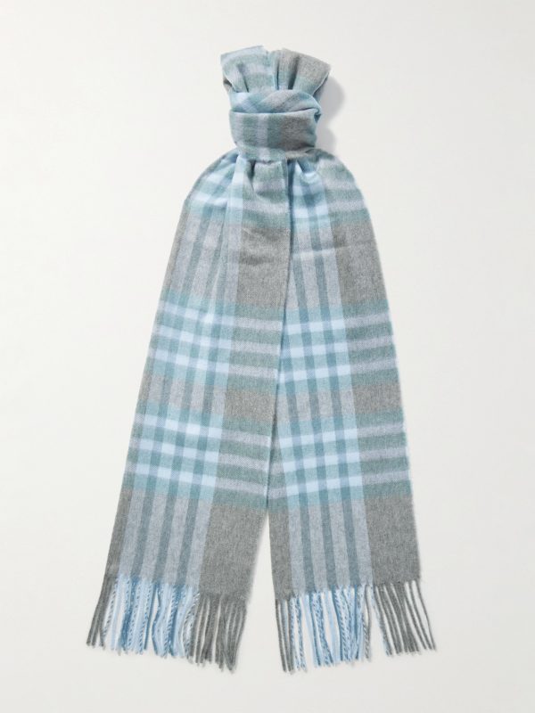 Fringed Checked Cashmere Scarf Fringed Checked Cashmere Scarf