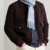 Fringed Checked Cashmere Scarf - OU Fringed Checked Cashmere Scarf - OU