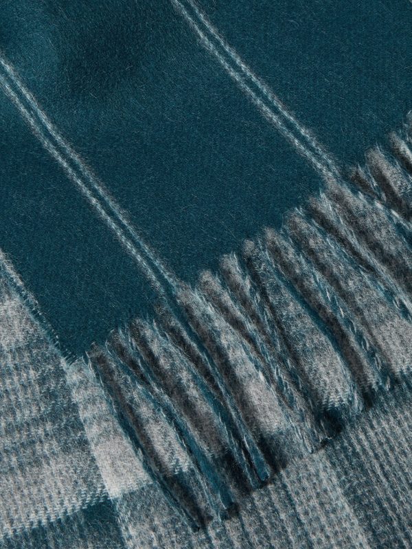 Fringed Checked and Striped Cashmere Scarf - CU Fringed Checked and Striped Cashmere Scarf - CU