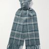 Fringed Checked and Striped Cashmere Scarf Fringed Checked and Striped Cashmere Scarf