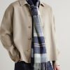 Fringed Checked Cashmere Scarf - OU Fringed Checked Cashmere Scarf - OU