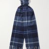 Fringed Checked Cashmere Scarf