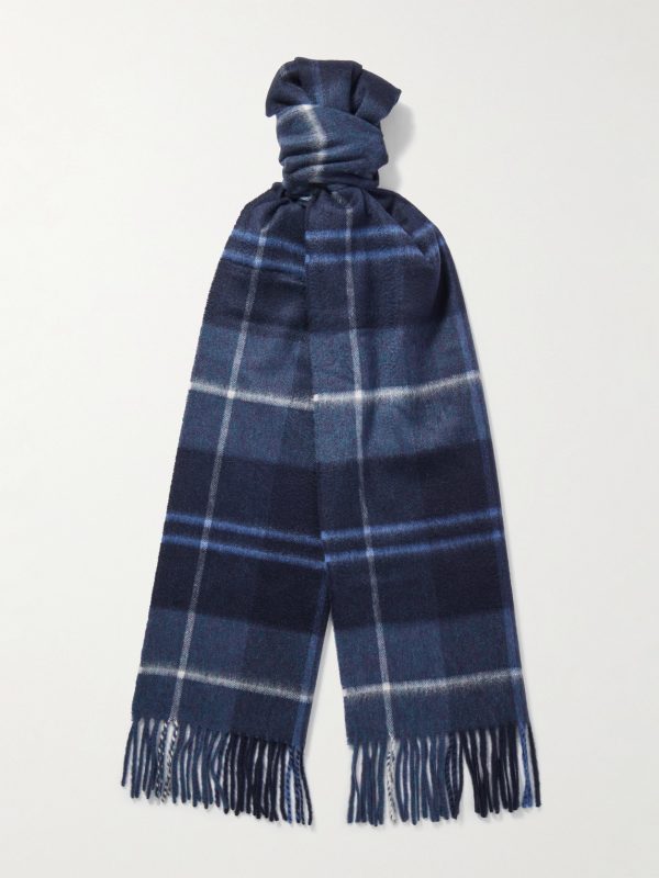 Fringed Checked Cashmere Scarf