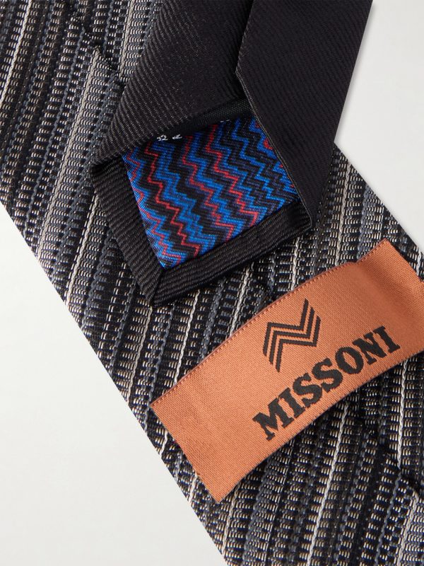 7cm Striped Silk-Jacquard Tie - CU
