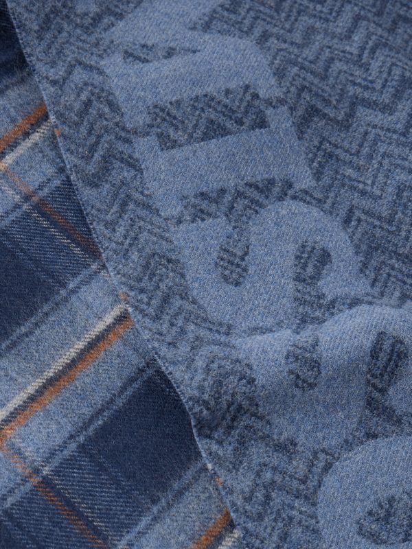 Reversible Logo-Jacquard Striped Checked Wool Scarf - CU