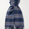 Reversible Logo-Jacquard Striped Checked Wool Scarf