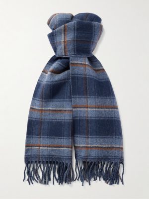 Reversible Logo-Jacquard Striped Checked Wool Scarf Reversible Logo-Jacquard Striped Checked Wool Scarf