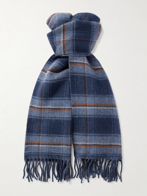 Reversible Logo-Jacquard Striped Checked Wool Scarf