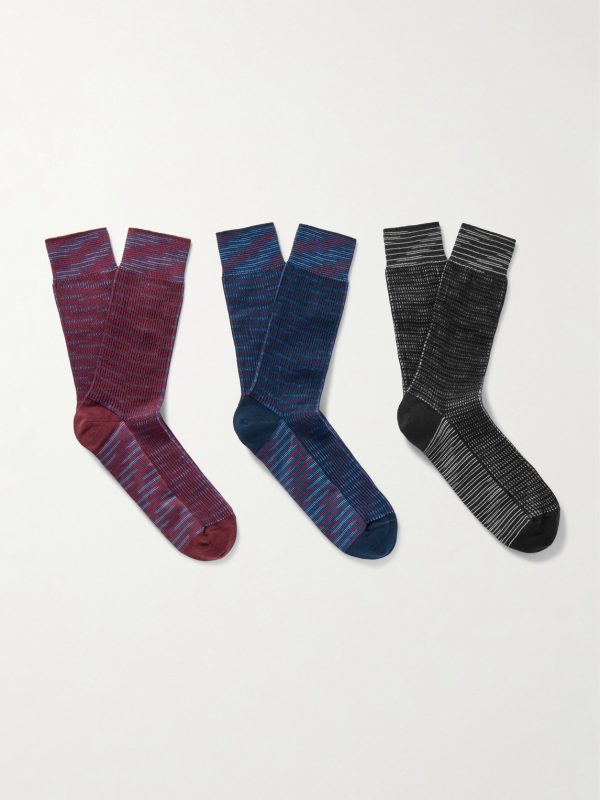 Three-Pack Cotton-Blend Socks