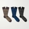 Three-Pack Crochet-Knit Cotton-Blend Socks Three-Pack Crochet-Knit Cotton-Blend Socks