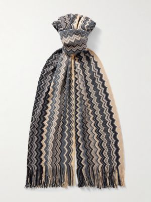 Fringed Jacquard-Knit Wool Scarf