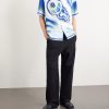 Flaming Tennis Ball Camp-Collar Printed Silk-Twill Shirt - OU