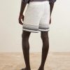 Straight-Leg Logo-Appliquéd Striped Crocheted Cotton Drawstring Shorts - BK