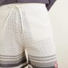 Straight-Leg Logo-Appliquéd Striped Crocheted Cotton Drawstring Shorts - CU